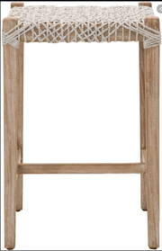 COSTA BACKLESS COUNTER STOOL - WHT TAUPE ROPE / NAT GRAY