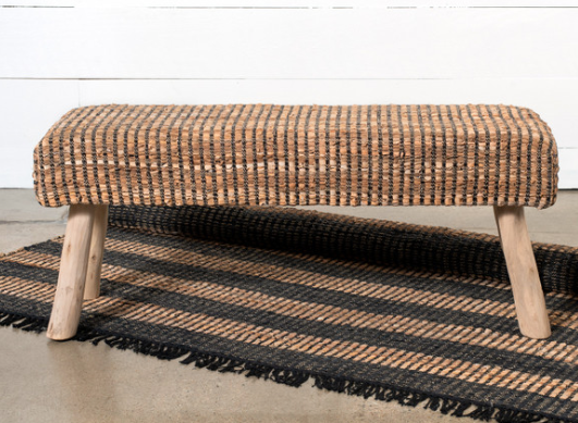 WOVEN RECYCLED LEATHER BENCH