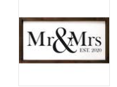 MR & MRS EST. 2020 FRAMED WOOD SIGN
