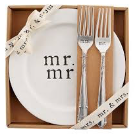 MR AND MRS CAKE PLATE SET