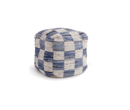 BB  DENIM CHECK POUF