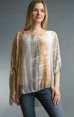 PRINT SILK TOP -BEIGE