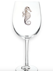 SEAHORSE JEWELED WINE GLASS