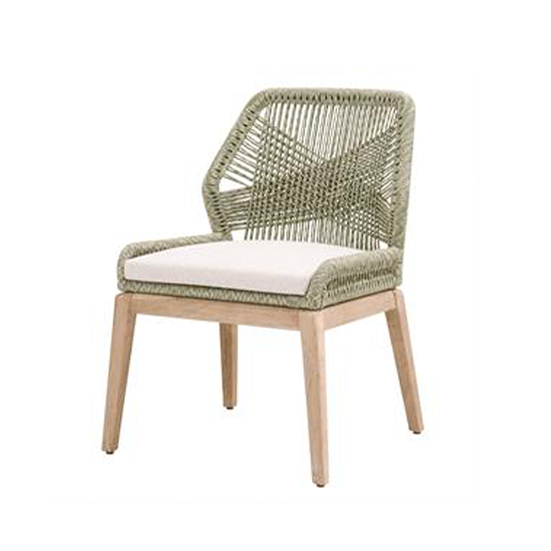 LOOM  OUTDOOR DIN CHR * LIMITED EDITION -MOSS ROPE/BLANCA FAB/ GRAY TEAK