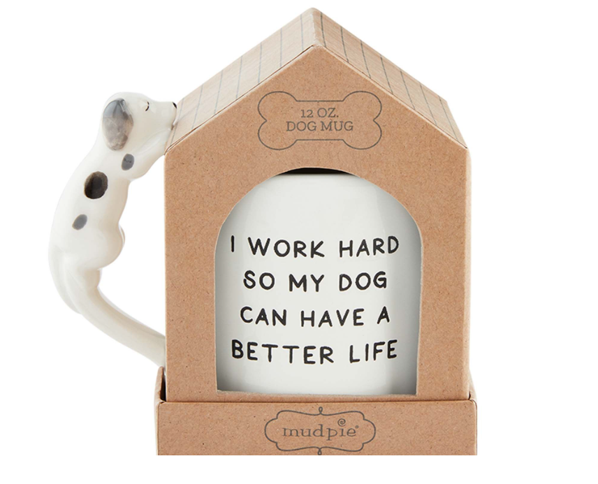 WORK HARD BOXED DOG MUG