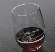 PLYMOUTH MA MAP STEMLESS WINE GLASS