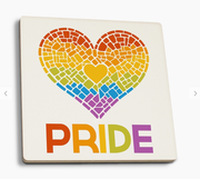 GAY PRIDE MOSAIC HEART CERAMIC COASTER