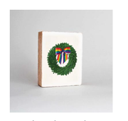 WATERCOLOR RAINBOW WREATH WOODEN BLOCK