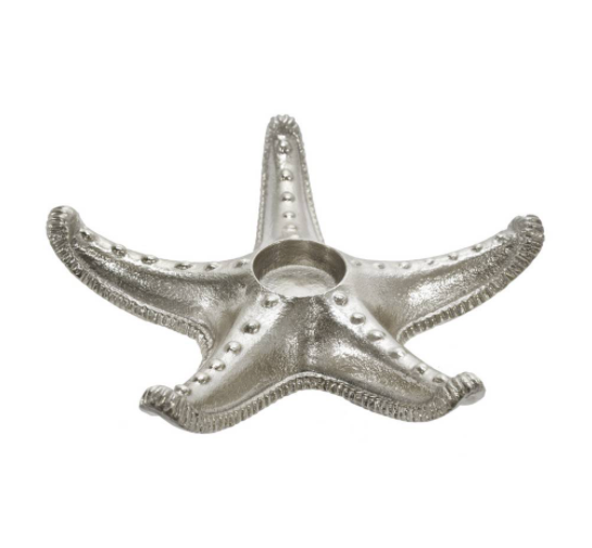 METAL STARFISH TEALIGHT HOLDER -SILVER