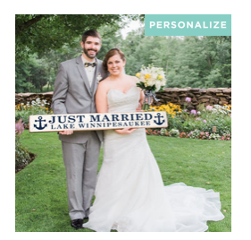 JUST MARRIED  PLYMOUTH BARN WOOD SIGN