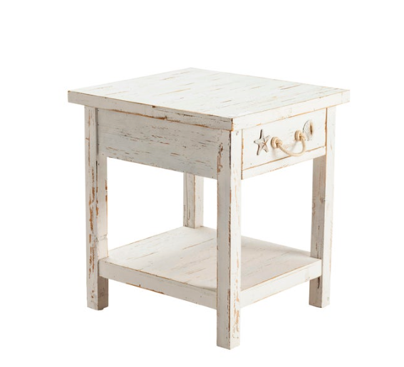 SEASIDE WHT COASTAL END TABLE